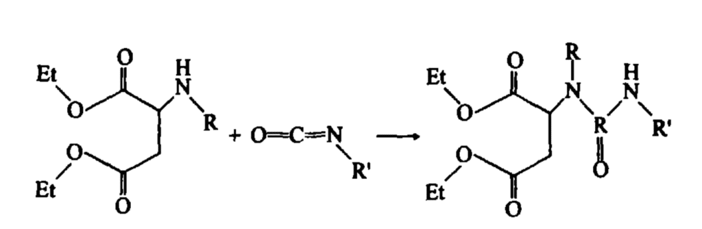 das reaktionschemische Prinzip von Polyaspartat-Ester-Polyharnstoff